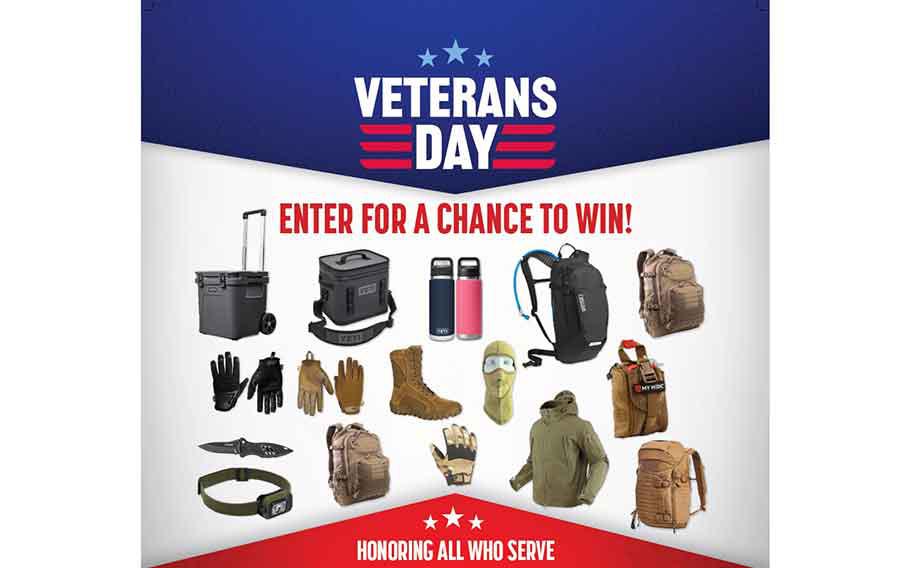 Photos of the prizes such as a wheeled cooler are used for the flyer.